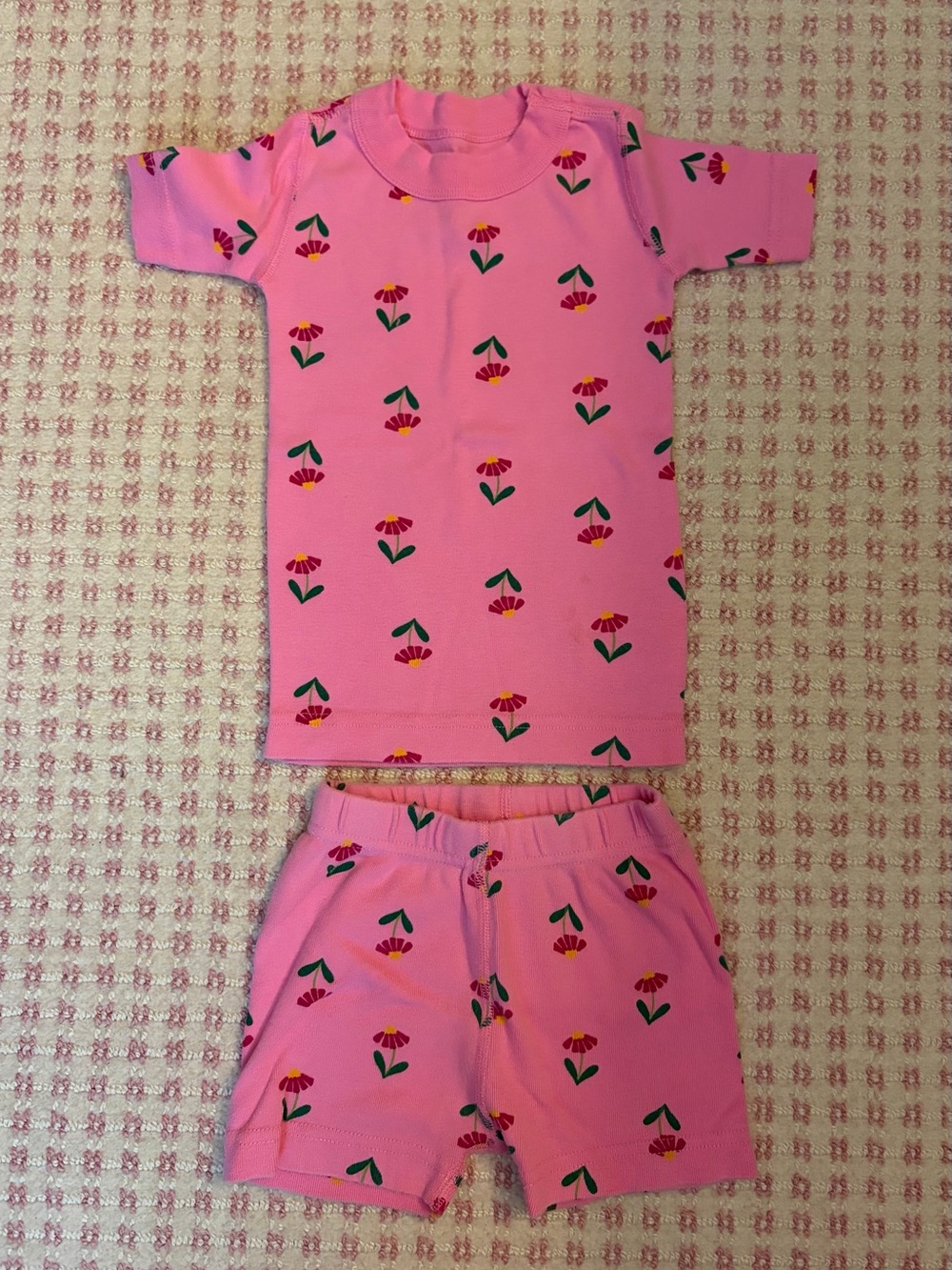 Moon & Back by Hanna Andersson Pink Floral Short Pajama Set